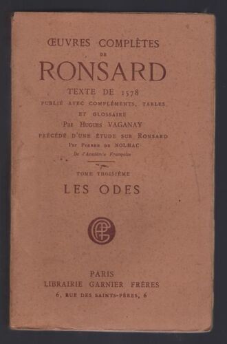Oeuvres Complètes De Ronsard. Tome Iii : Les Odes.
