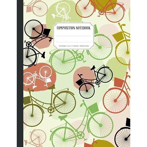 Bicycle Pattern Composition Notebook: Large Size Wide Ruled Notebook For Taking Notes, Doodling, Or Journaling