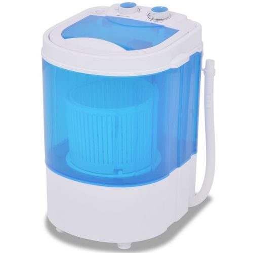 VidaXL Mini machine à laver à cuve unique  2.6 kg - largeur 33 cm - chargement par le dessus - blanc/bleu