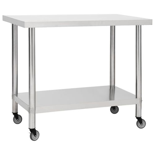 Table De Travail De Cuisine Avec Roues 80 X 60 X 85 Cm Acier Inoxydable Helloshop26 02_0001917
