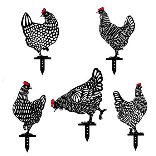 Statue De Poulet Adorable En Fer Avec Design Creux, Ornement En Métal, Décoration Artistique Pour Jardin, Extérieur