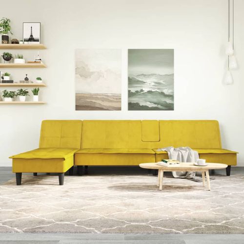 Vidaxl Canapé-Lit En Forme De L Jaune 255x140x70 Cm Velours