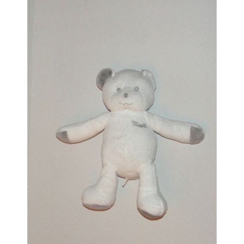 Ours Blanc Bout Des Oreilles Et Pattes Gris Doudou Musti Mustila 25cm