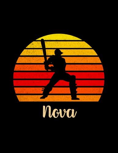 Nova Name Gift Personalized Cricket Lined Notebook, Daily Journal For Sport Lovers: Hour, 8.5 X 11 Inch, Over 100 Pages, 21.59 X 27.94 Cm, A4, Planning, Pretty, To Do List, Meal, Meeting