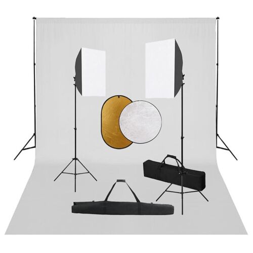 vidaXL Kit de studio photo bo?tes ¿¿ lumi¿¿re toile de fond r¿¿flecteur