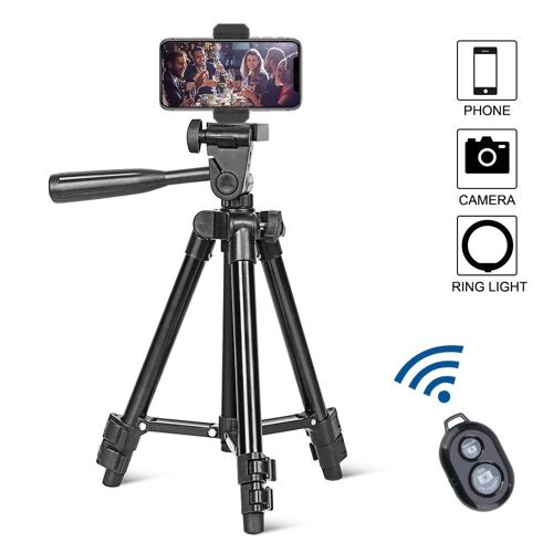 trépied de téléphone portable CC065, 26 pouces, extensible et léger, avec support de téléphone, pour iPhone, Samsung, Xiaomi, appareil photo