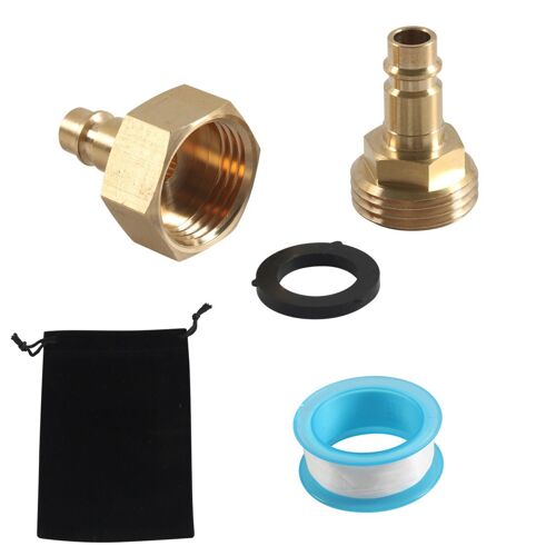 Raccords rapides mâle et femelle 3/4 pouces + ruban adhésif + sac en velours - pour : arroseur VR et tuyau d'arrosage