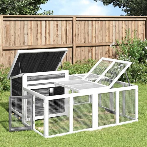 Vidaxl Clapier Gris 144x123x67,5 Cm Bois De Pin Massif