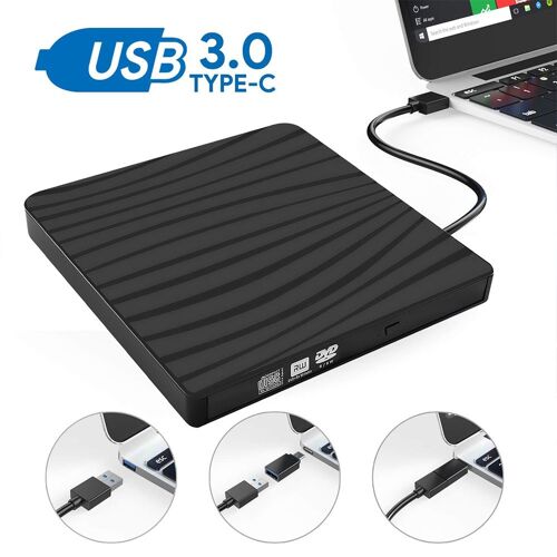 Lecteur DVD RW CD externe USB 3.0 Slim Lecteur de disque sans lecteur Lecteur optique pour Ordinateur portable PC Tablette,KLJ40
