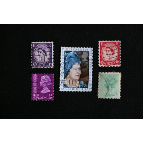 Lot De 5 Timbres Queen Elizabeth Ii