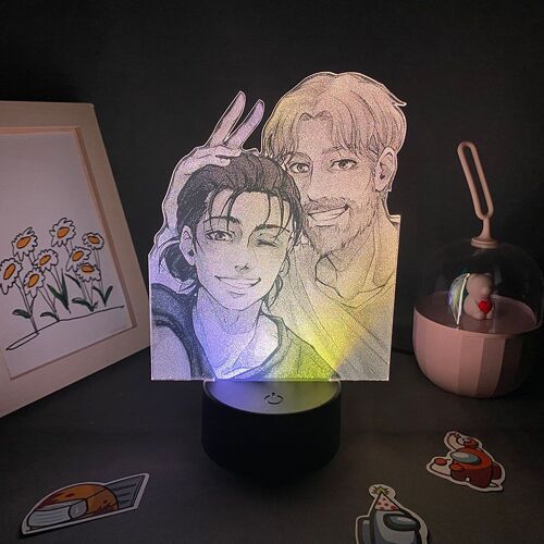 Lampe Led 3d À Deux Tons Représentant Les Titans, Eren Jaeger, Veilleuse Néon, Décoration De Table De Chambre À Coucher, Cadeau Coloré Pour Enfants