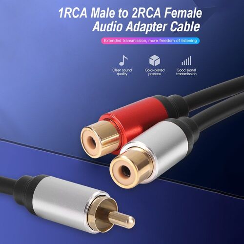 Adaptateur RCA en métal 1 mâle vers double 2 RCA femelle, séparateur Audio, amplificateur de câble pour Smartphones et tablettes