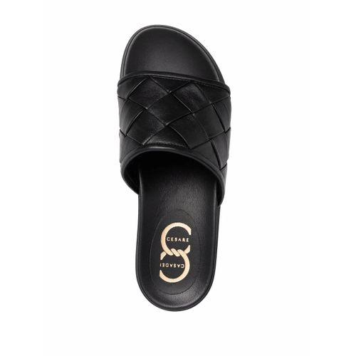 Casadei Claquettes En Cuir Tressé - Noir - 38