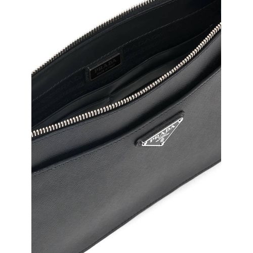 Prada pochette à plaque logo - Noir