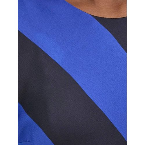 Desigual Robe Rayée À Manches Longues - Bleu