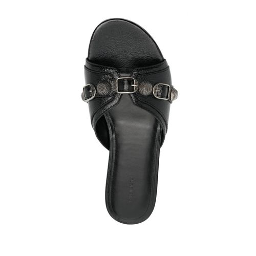 Balenciaga Sandales Cagole En Cuir - Noir