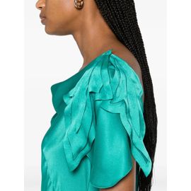 Alberta Ferretti Robe En Satin À Coupe Longue - Vert