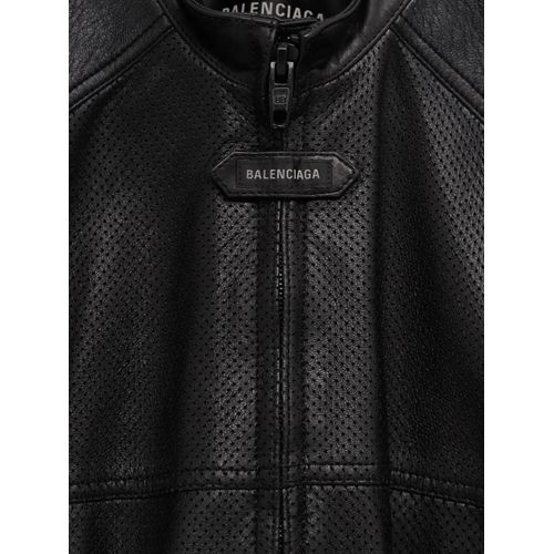 Balenciaga Veste En Cuir À Design Perforé - Noir