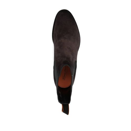 Santoni Bottines En Daim À Bout Rond - Marron
