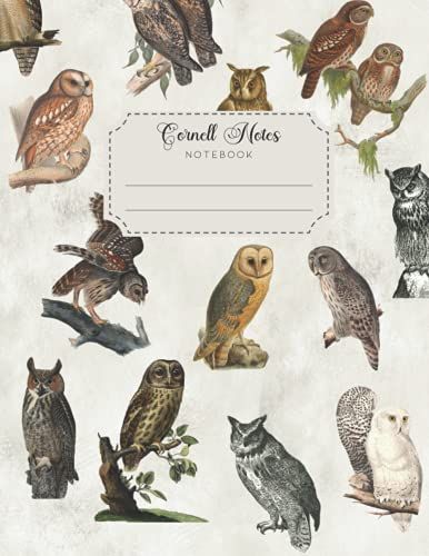 Cornell Notes Notebook: Vintage-Style Note-Taking Stationery With Owls, And College Ruled Line