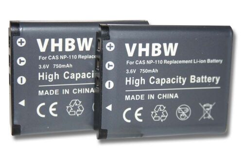 vhbw 2x Batterie compatible avec Casio Exilim EX-ZR20, Pro EX-F1, EX-ZR15, EX-ZR50 appareil photo (750mAh, 3,6V, Li-ion)