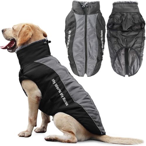 Jgd-Manteau De Chien Veste Chaude, Combinaison De Neige Réfléchissante Pour Animaux De Compagnie Imperméable En Plein Air Pour Chien Vêtements Tenue Gilet Avec Trou De Harnais