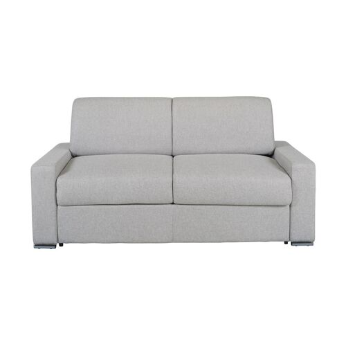 Canapé 3 places convertible express en tissu CALITO - Gris - Couchage lattes larges 140 cm - Matelas 18 cm