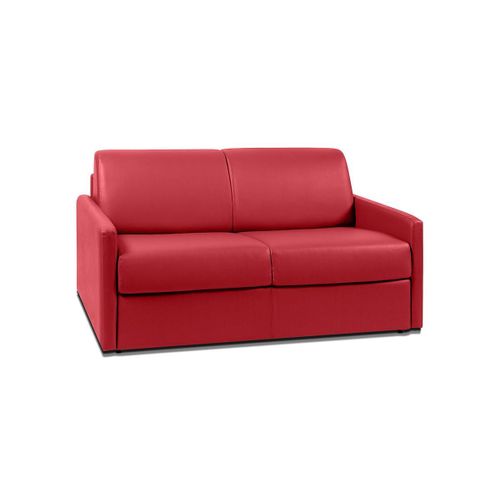 Canapé 2 Places Convertible Express En Simili Calife - Rouge - Couchage 120 Cm - Matelas 14 Cm
