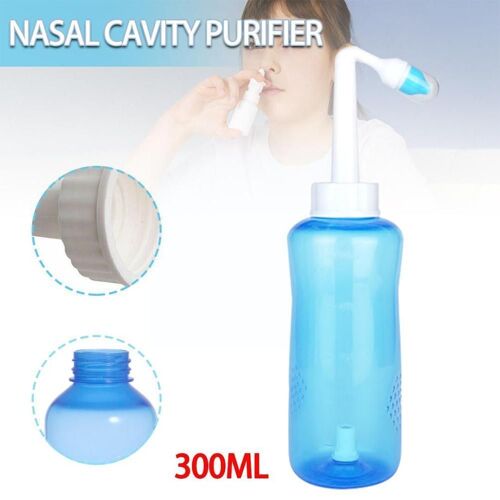 Système de lavage du nez, Pot pour soulager les Allergies aux Sinus, bleu Neti, bouteille pratique de 300mL pour adultes, équipement pour enfants, nouveau Plas V1W3