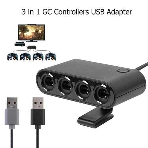 Adaptateur De Contrôleur Gc 3 En 1, Pour N-Switch/Wiu/Pc 4 Game-Cube, Convertisseur De Ports Pour Nintendo Switch Ns Avec Câble Usb