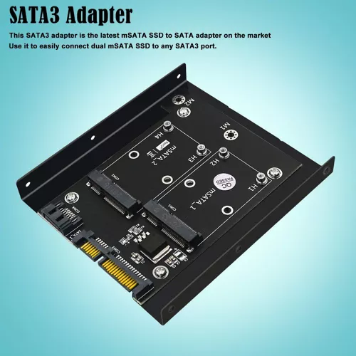 Adaptateur Msata SSD à double sata 3 de 2.5 pouces, 6Gbps, cartes convertisseurs haute vitesse avec Support de disque dur de 3.5 pouces, carte d'extension