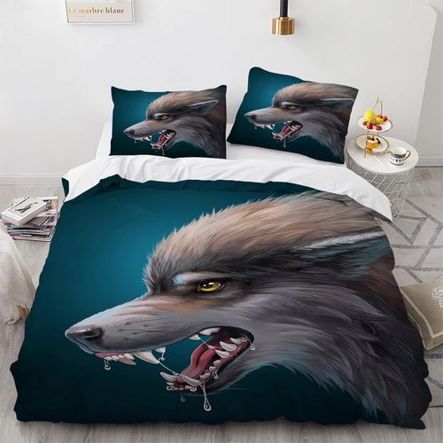 Polyester-Coton Parures De Lit Doux Confortable Housse De Couette Personne Loup Animal Housse Couette X Cm Avec Deux Taies D'oreiller X Cm