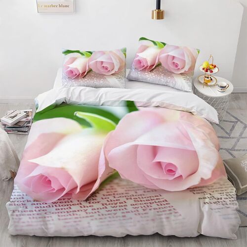 Linge De Lit Une Rose Housses De Couettes X Cm Anti-Allergique Polyester Coton Housse De Couette Enfant Avec Deux Taies D'oreiller Xcm