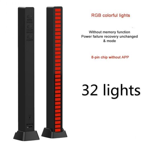 Lumière De Rythme À 32led Pour Voiture, Lumière D'ambiance, Spectre Audio De Bureau, Son, Musique, Usb Réglable