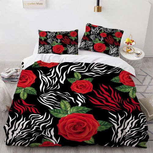 Polyester-Coton Linge De Lit Doux Confortable Housse De Couette X Fille Une Rose Housses De Couettes X Cm Avec Deux Taies D'oreiller Xcm
