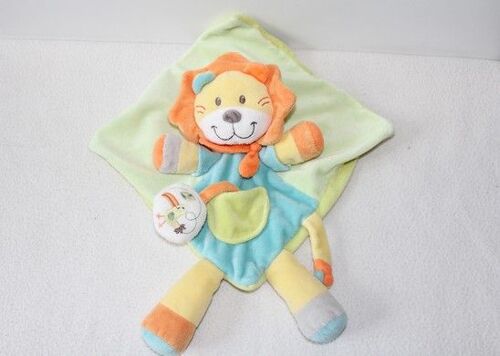 Doudou Plat Lion Nicotoy Oiseau Toucan Poche Coussin Vert Bleu 35 Cm