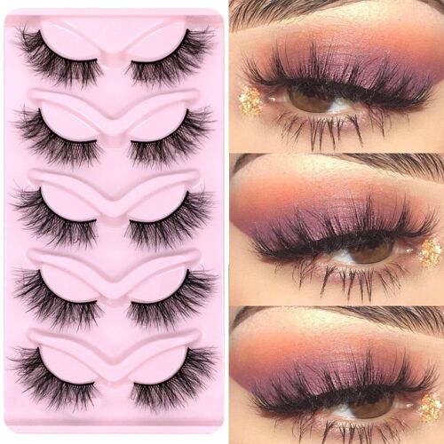 Lot De 10 Paires De Faux-Cils En Poils De Vison 3d Naturels Pour Femmes, À La Mode, Avec Tige Transparente, Volume Vaporeux 
