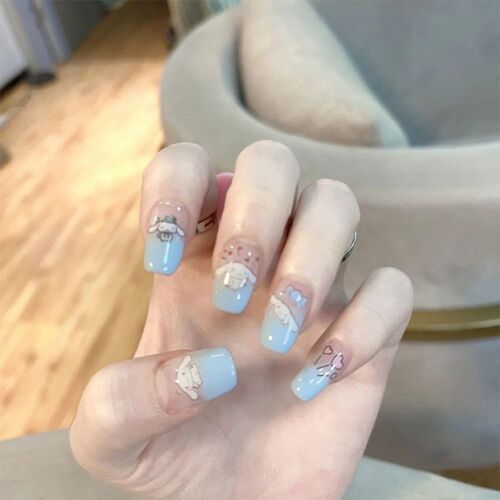 Faux Ongles Longs À Faire Soi-Même, Couleur Bleue, Couverture Complète, 24 Pièces 