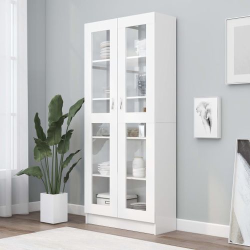 Vidaxl Armoire À Vitrine Blanc 82,5x30,5x185,5 Cm Bois D'ingénierie