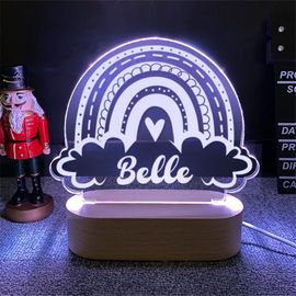Personnalisé 7 Couleurs Lumière Arc-En-Ciel Personnalisé Nom Veilleuse Led Lampe Au Néon Pour Enfants Enfants Bébé Chambre Décor Usb Base En Bois