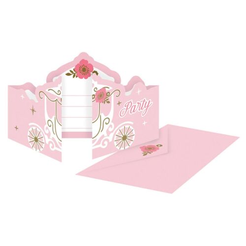 LOT 8 Cartes invitation + Enveloppes Princesse d'un jour - Amscan