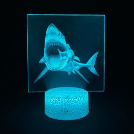 Lampe Led 3d En Forme De Requin, Alimentée Par Pile Usb, Couleur Néon, Luminaire Décoratif D'intérieur, Idéal Pour Une Chambre À Coucher, Un Bureau Ou Une Table