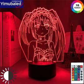 Lampe De Nuit Japonaise En 3d, Thème Tokisaki Kurumi, Avec Plaque En Acrylique, Anime, 16/7 Couleurs, Néon, Décoration De Chambre À Coucher, Cadeau Pour Enfants