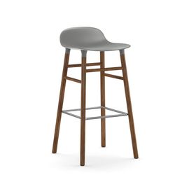 Normann Copenhagen Tabouret Form Barstool H 75 Cm Avec Piètement En Noyer (Gris - Polypropylène Et Noyer)
