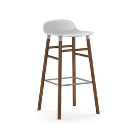Normann Copenhagen Tabouret Form Barstool H 75 Cm Avec Piètement En Noyer (Blanc - Polypropylène Et Noyer)