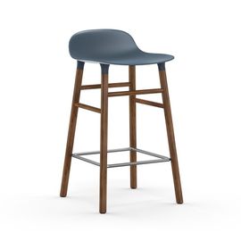 Normann Copenhagen Tabouret Form Barstool H 65 Cm Avec Piètement En Noyer (Bleu - Polypropylène Et Noyer)