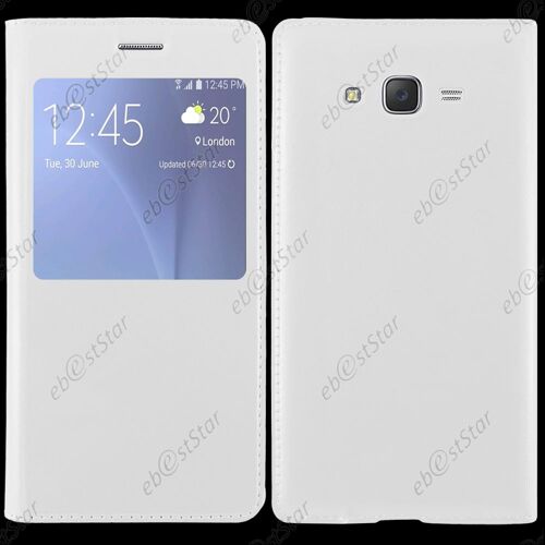 ebestStar ® Housse Protection Coque Etui Flip View pour Samsung Galaxy J5 SM-J500F, Couleur Blanc + 1 Film protection d'écran + lingette