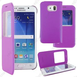 Ebeststar ® Housse Coque Etui Style View Portefeuille Pour Samsung Galaxy S6 Edge Sm-G925f G925, Couleur Violet + 1 Film Protection D'écran + Lingette