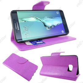 Ebeststar ® Housse Portefeuille Coque Etui Protection Folio Pour Samsung Galaxy S6 Edge Sm-G925f G925, Couleur Violet + 1 Film Protection D'écran + Lingette