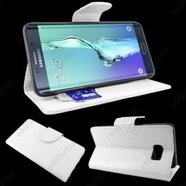 Ebeststar ® Housse Portefeuille Coque Etui Protection Folio Pour Samsung Galaxy S6 Edge Sm-G925f G925, Couleur Blanc + 1 Film Protection D'écran + Lingette